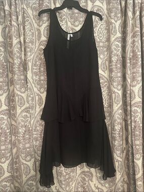 Reformed Black High-Low Layered Sleeveless Dress